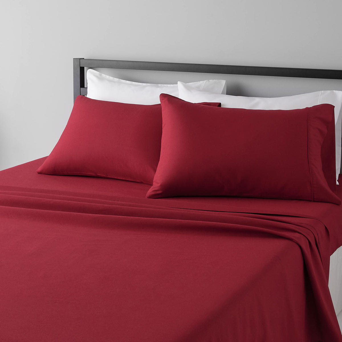Amazon Basics Lightweight Super Soft Easy Care Wrinkle-Free Breathable Brushed Microfiber 3-Piece Bed Sheet Set with 14-Inch Deep Pockets, Twin, Dark Gray, Solid