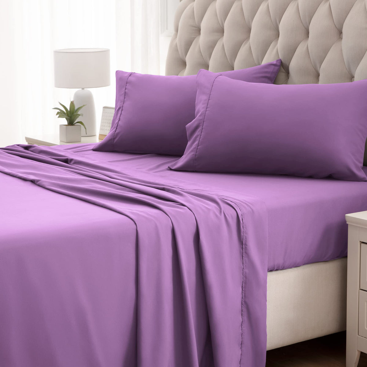 SLEEP ZONE Striped Cooling Queen Sheets Set - Fitted Flat Sheet & Pillowcase Sets 4 Piece - Super Soft Stripe Bed Sheet, Easy Care, Deep Pocket (Teal, Queen)