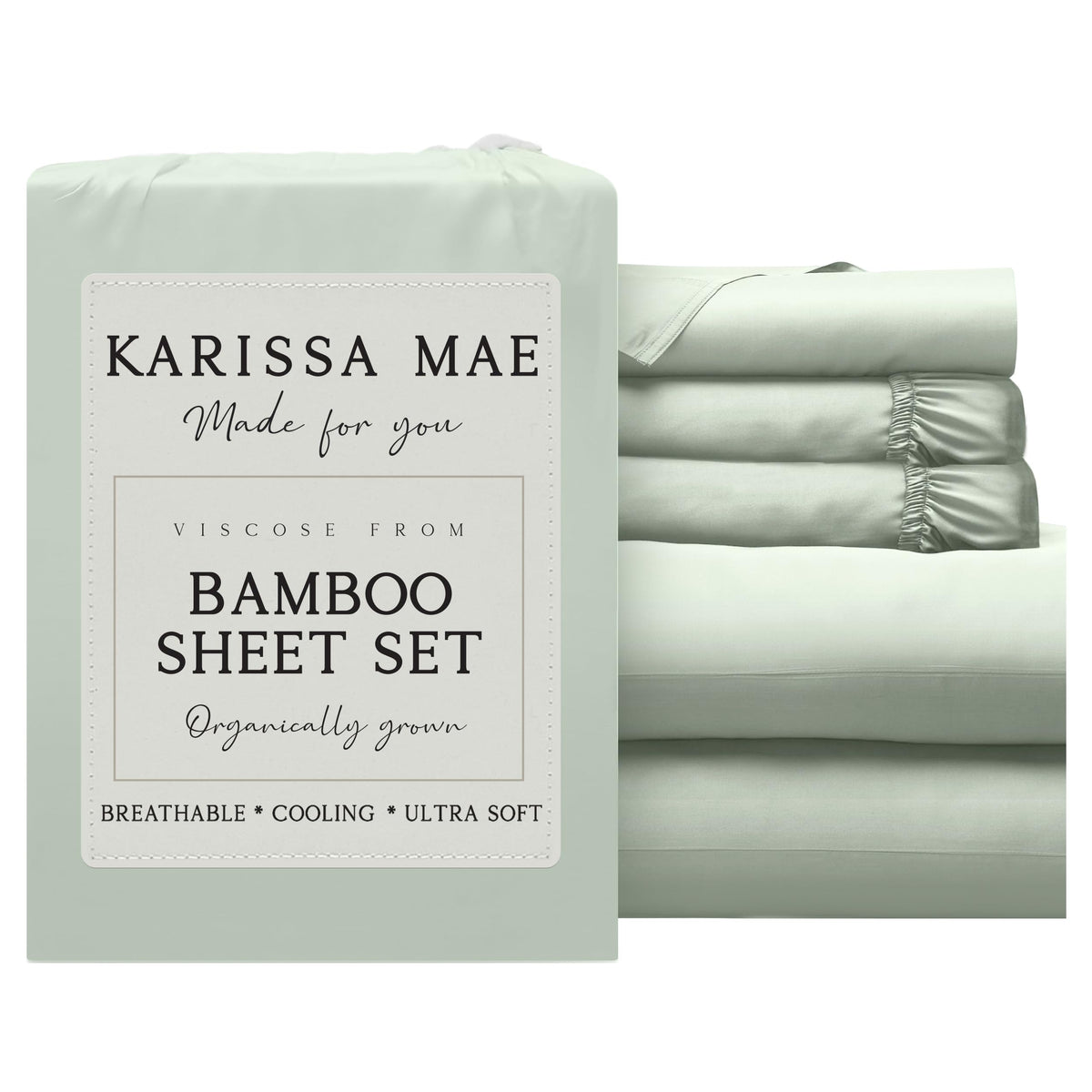 KARISSA MAE 7 Piece Luxury Bamboo Viscose Split King Sheets, FSC Certified