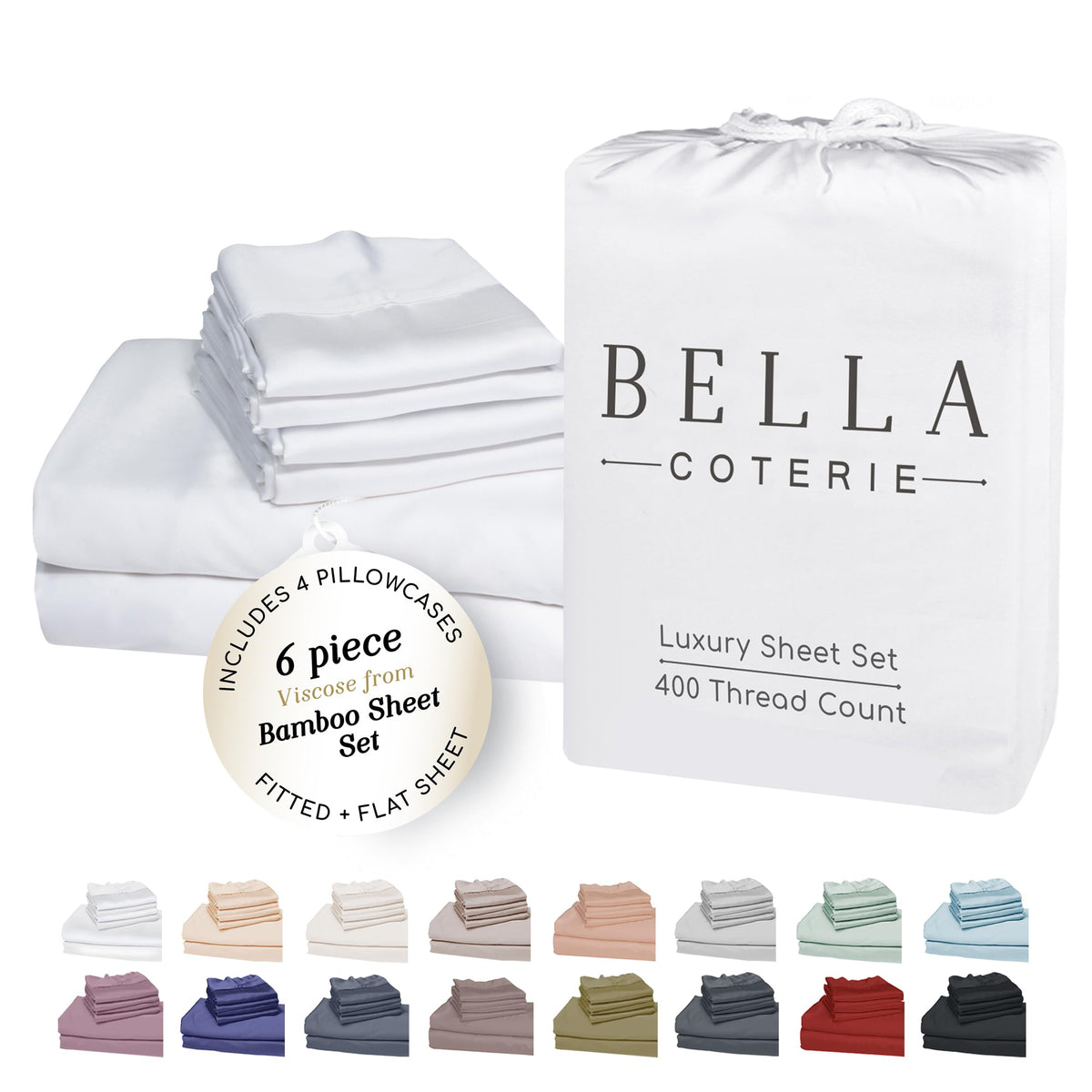 Bella Coterie Luxury Bamboo Viscose Queen Size Sheet Set