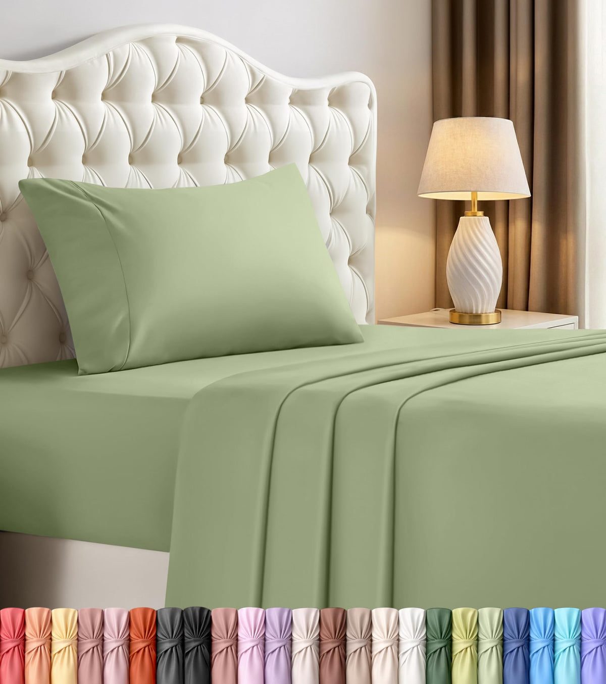 Queen Sheets Set, 4 Pieces 16" Deep Pocket Hotel Luxury Bed Sheets, Black