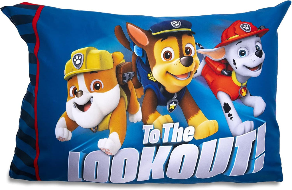 Paw Patrol Sheet Set - Fits Toddler Bed or Crib Mattress - Fitted Sheet and Reversible Pillowcase, Red