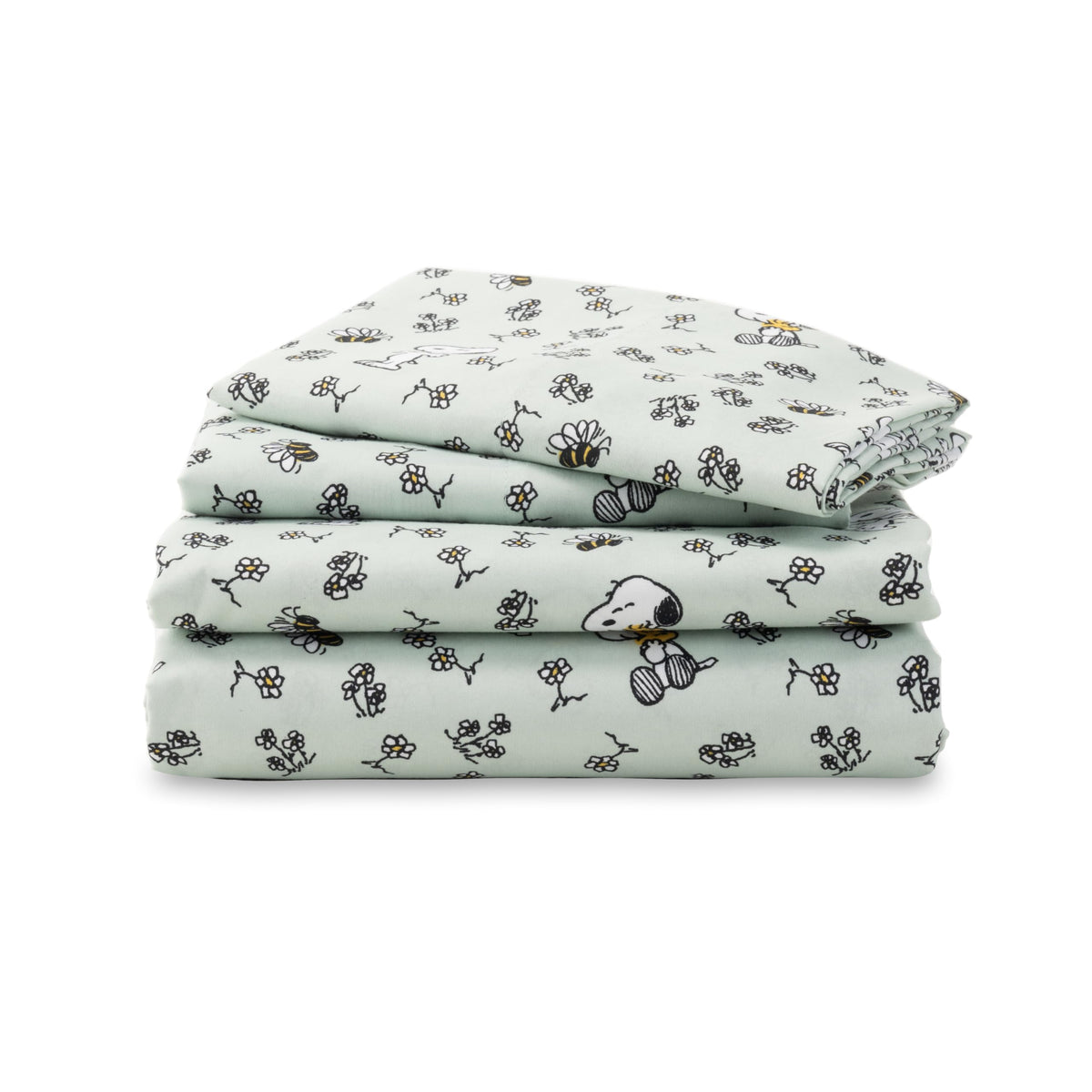 Berkshire Peanuts® Sheet Set Queen Size - 4 Pieces,Cute Character Snoopy Printed Soft Microfiber Bed Sheets,Peanuts Poses and Paws Grey