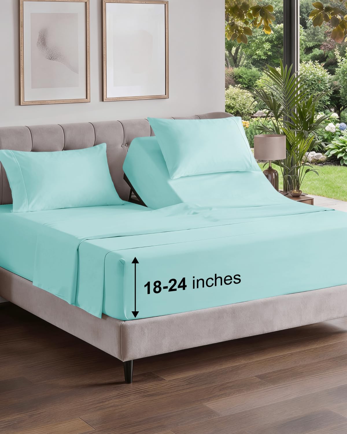Extra Deep Queen Sheet Set - 4 Piece Breathable Cooling Sheets - Dark Grey