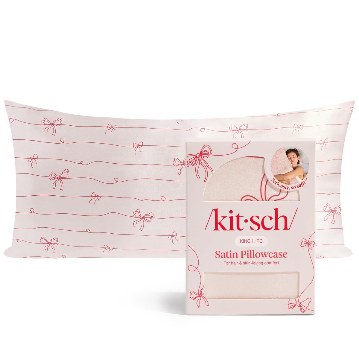 Kitsch Satin Pillowcase with Zipper - 2 pcs Standard Size, Aura
