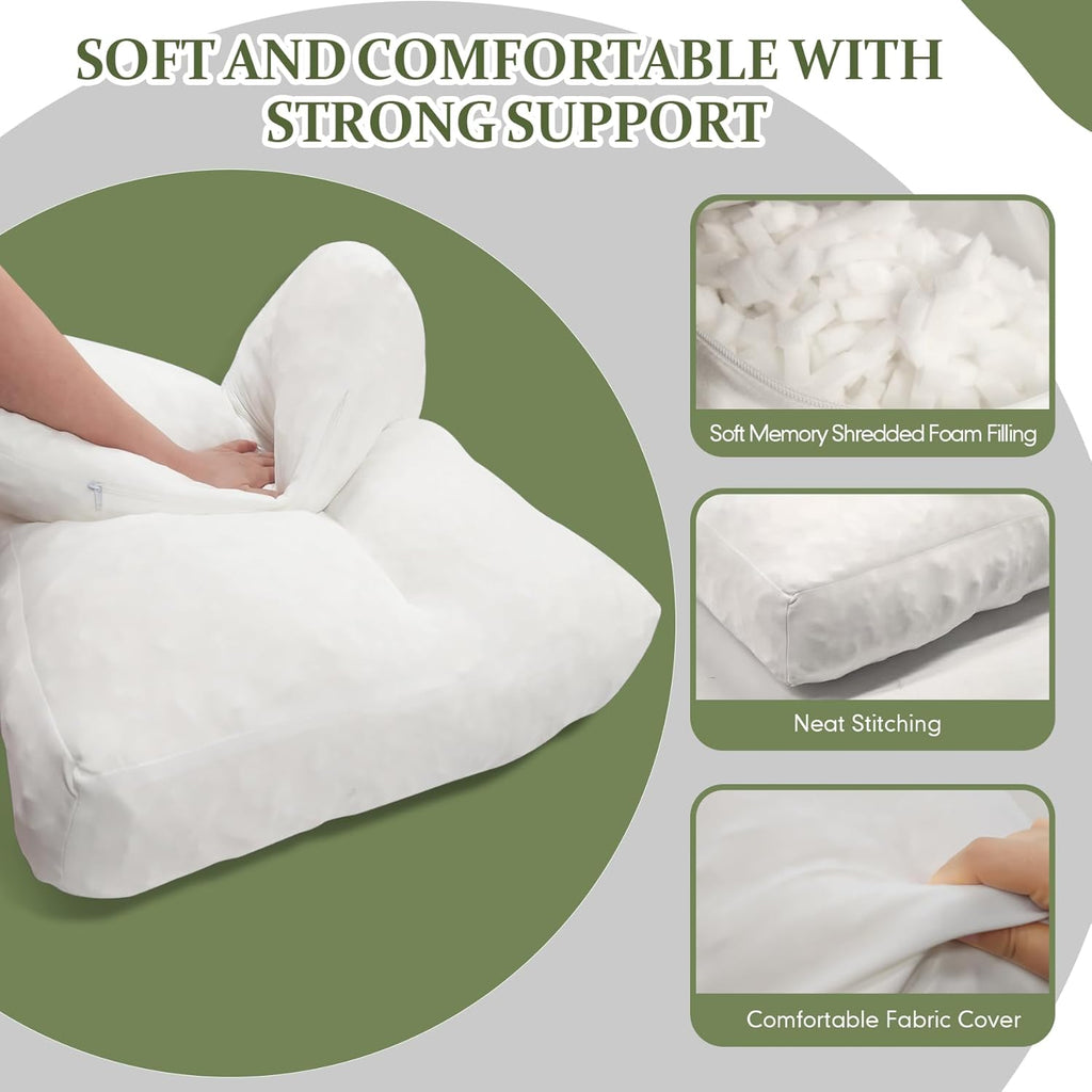 JZHLLA Shredded Foam Sofa Back Cushions Replacement Fluffy Memory Sponge Couch Pillow with Quilted Design 31x18x5 Inch Lumbar Support Pillow for Sofa Bed Floor