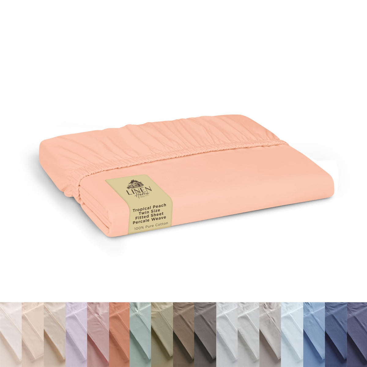 Linen Home Queen Size Fitted Sheet only 100% Cotton Percale, White