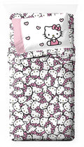 Jay Franco Sheet Set with Fitted, Flat Sheets & Pillow Cover - Ultra-Soft Bedding with Pillowcase for Room Decor, Multi - Hello Kitty, 3 Piece Twin
