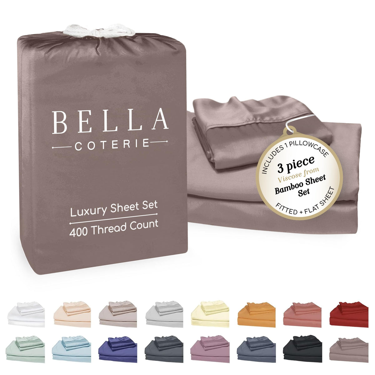 Bella Coterie Luxury Bamboo Viscose Queen Size Sheet Set