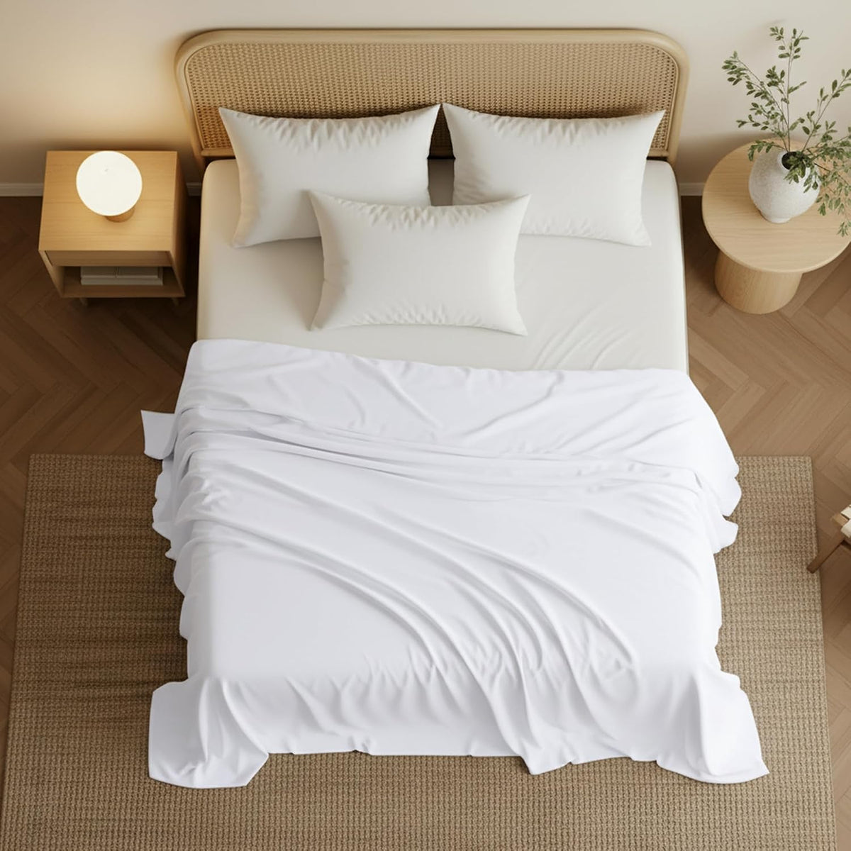 Twin Size Flat Sheet Only, Ultra Soft & Breathable Hotel Sheets, White