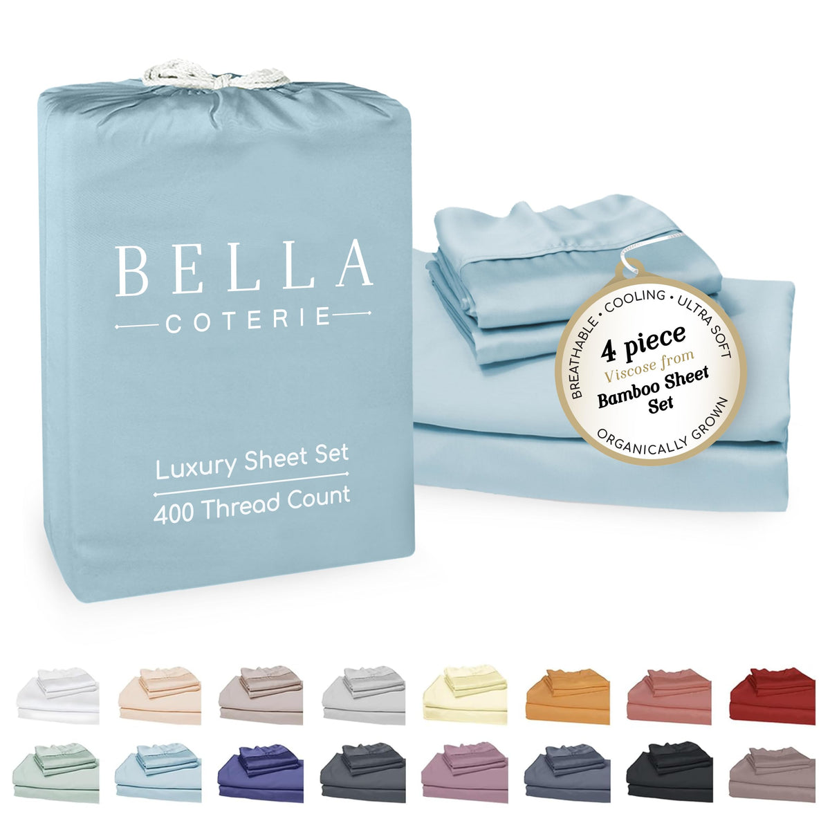 Bella Coterie Luxury Bamboo Viscose Queen Size Sheet Set