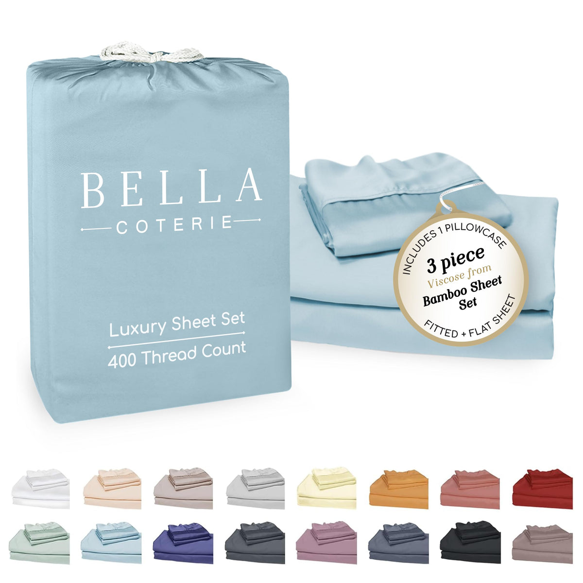 Bella Coterie Luxury Bamboo Viscose Queen Size Sheet Set