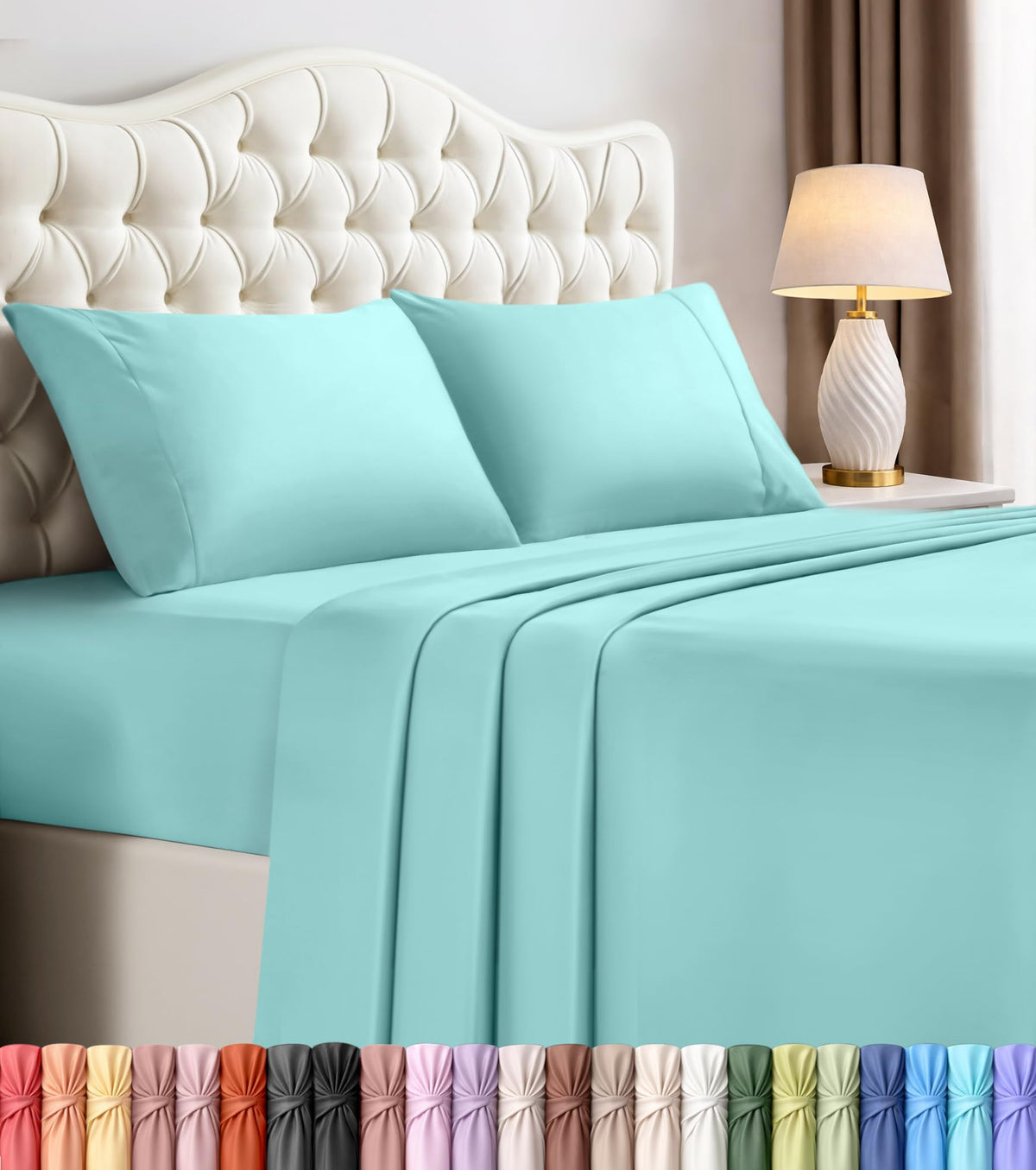 Queen Sheets Set, 4 Pieces 16" Deep Pocket Hotel Luxury Bed Sheets, Brown