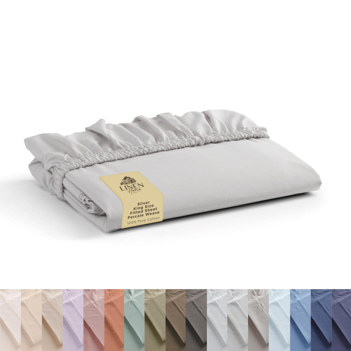Linen Home Queen Size Fitted Sheet only 100% Cotton Percale, White