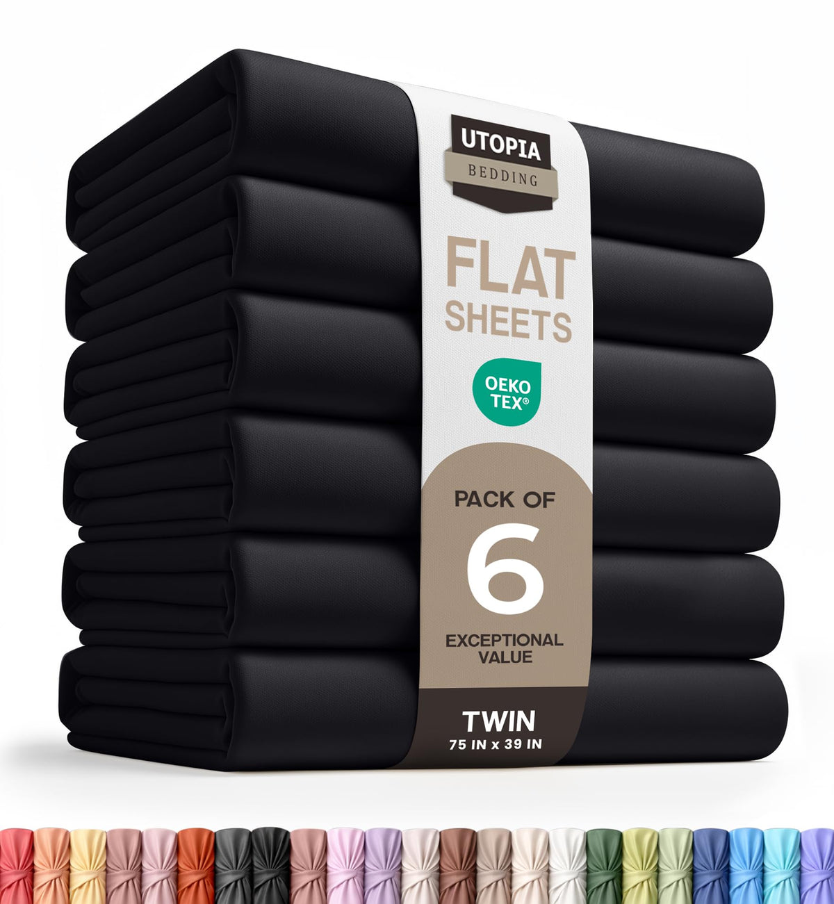 Twin Size Flat Sheet Only, Ultra Soft & Breathable Hotel Sheets, White