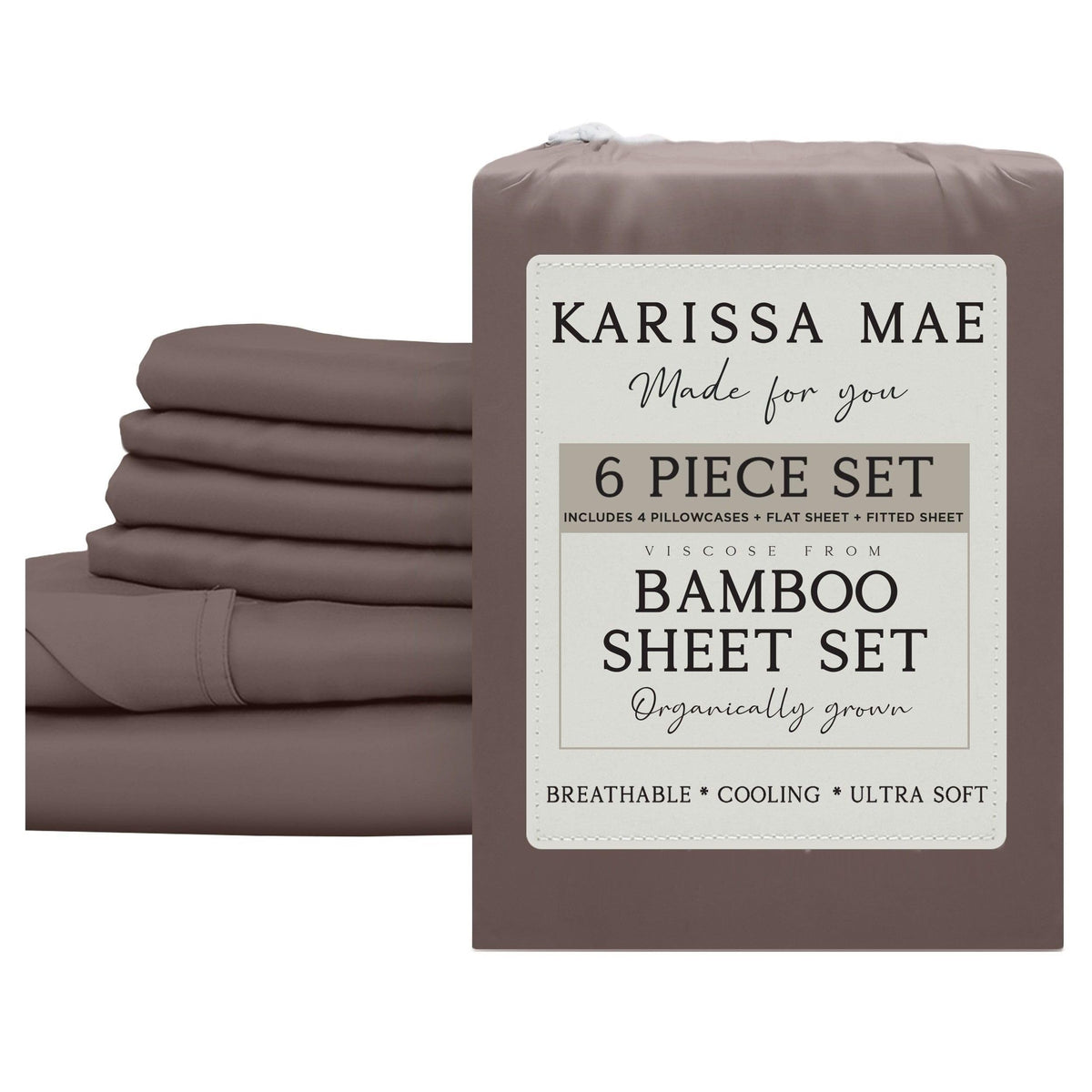 KARISSA MAE 7 Piece Luxury Bamboo Viscose Split King Sheets, FSC Certified