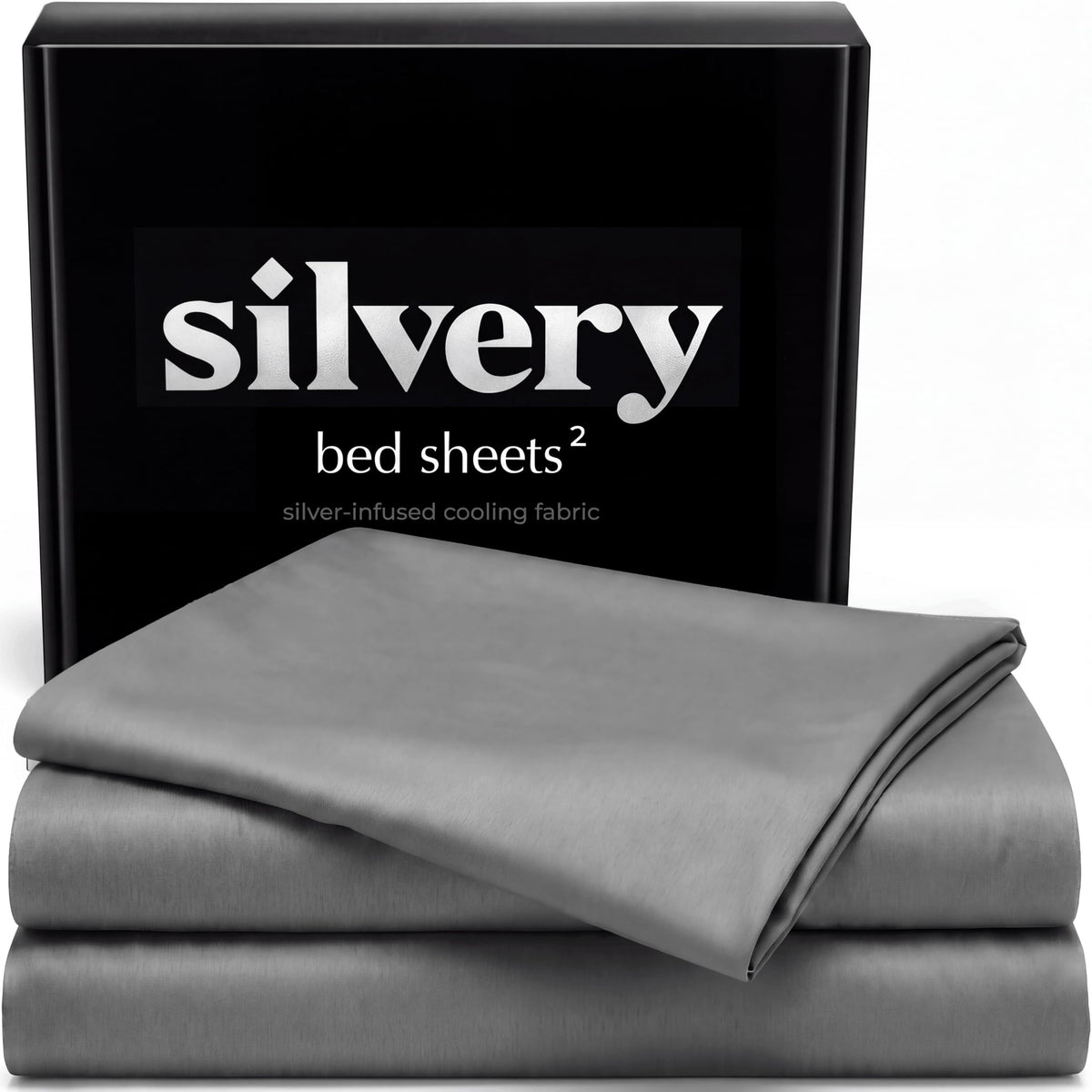 Silvery Silver Infused Ice Blue Bed Sheets Set - Award-Winning Self-Cooling Fabric with Self-Cleaning Silvery Technology that Stays Fresh 3X Longer for Hygienic Sleep
