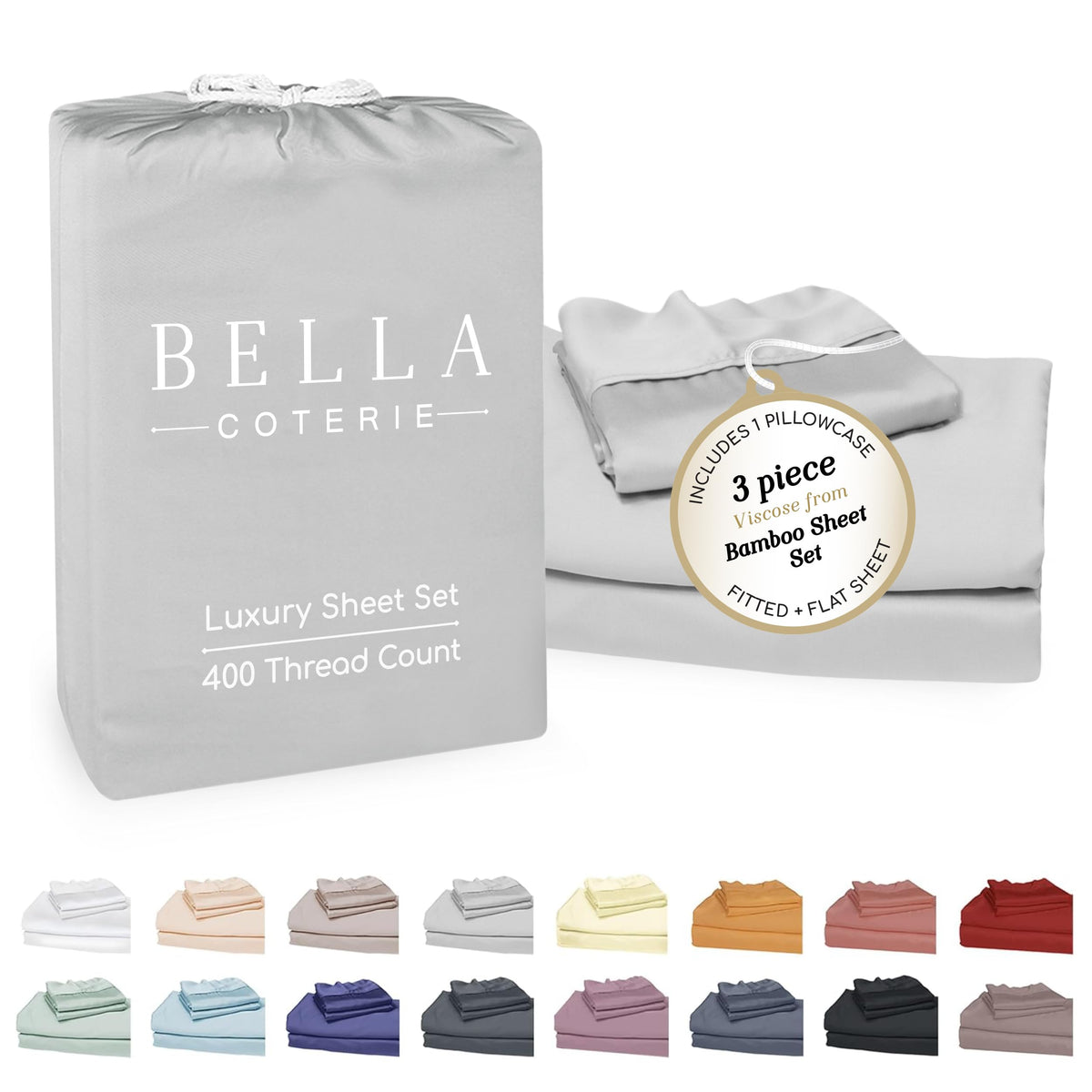 Bella Coterie Luxury Bamboo Viscose Queen Size Sheet Set