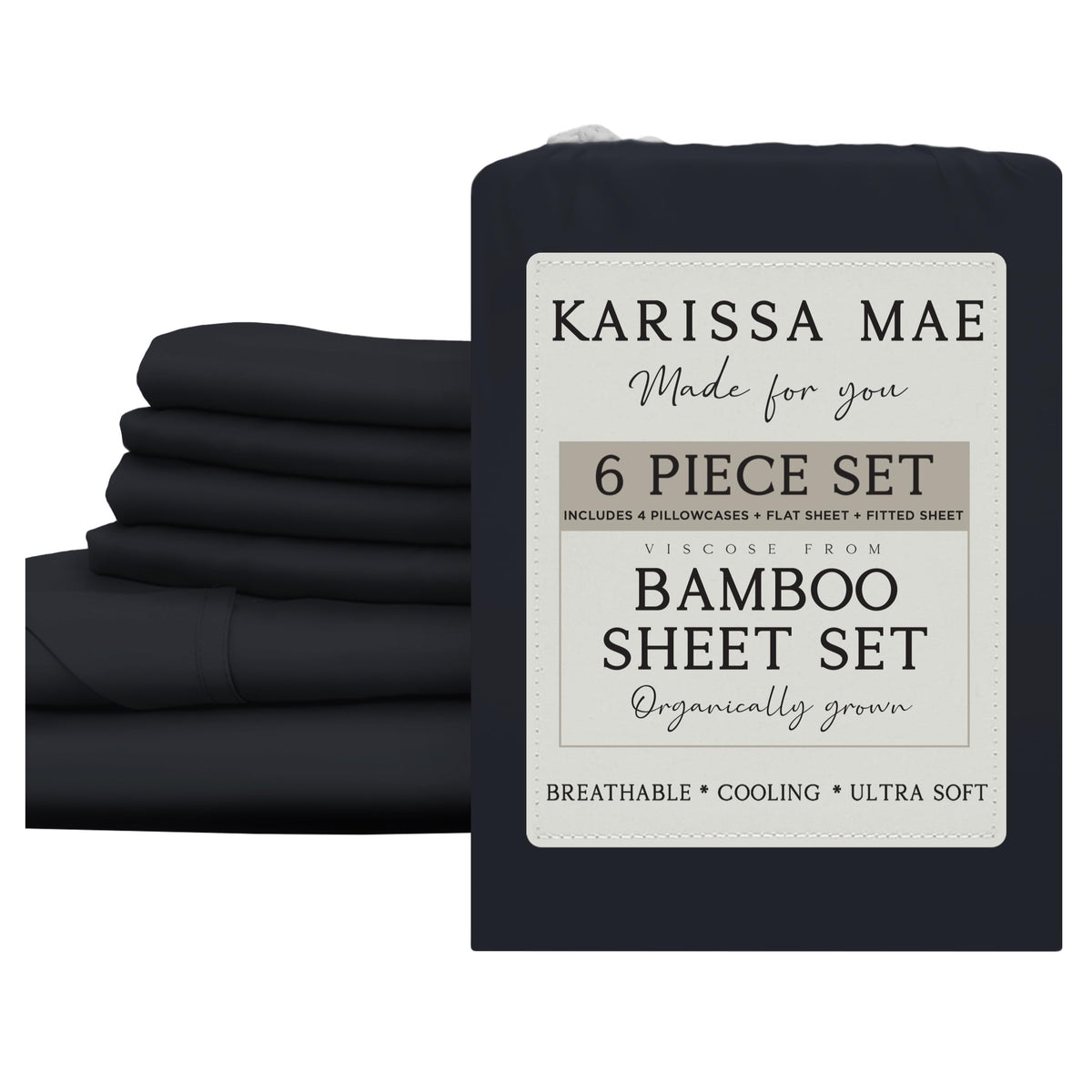 KARISSA MAE 7 Piece Luxury Bamboo Viscose Split King Sheets, FSC Certified