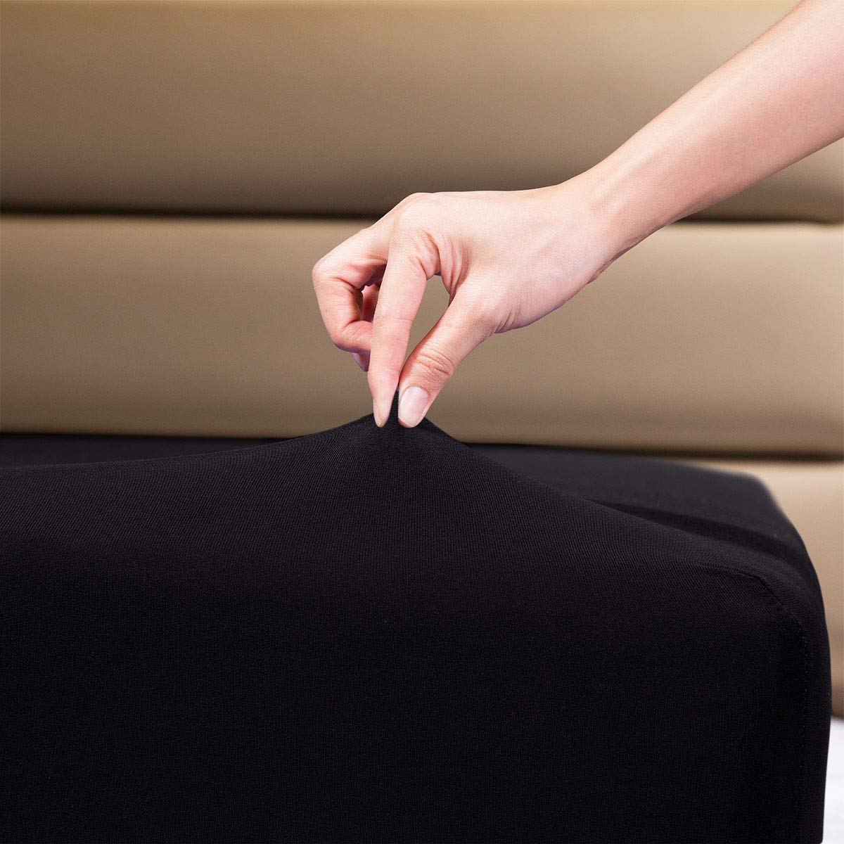 Fitted Sheet- COSMOPLUS King Fitted Sheet Only（No Flat Sheet or Pillow Shams）,4 Way Stretch Micro-Knit,Snug Fit,Wrinkle Free,for Standard Mattress and Air Bed Mattress from 8” Up to 14”,Beige
