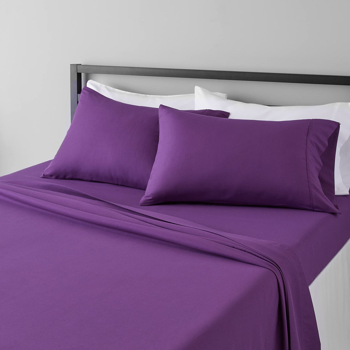 Amazon Basics Lightweight Super Soft Easy Care Wrinkle-Free Breathable Brushed Microfiber 3-Piece Bed Sheet Set with 14-Inch Deep Pockets, Twin, Dark Gray, Solid