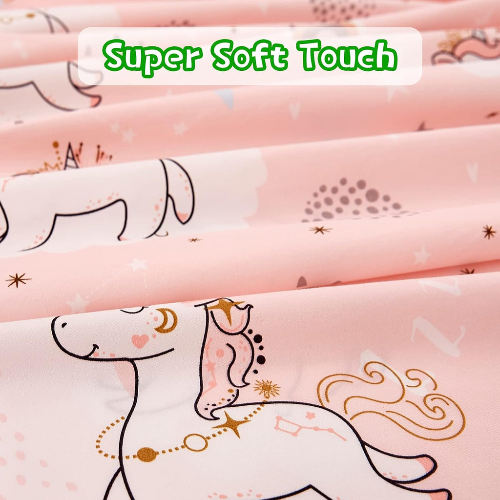 JSD Pink Unicorn Rainbow Kids Twin Sheet Set for Girls 3 Piece