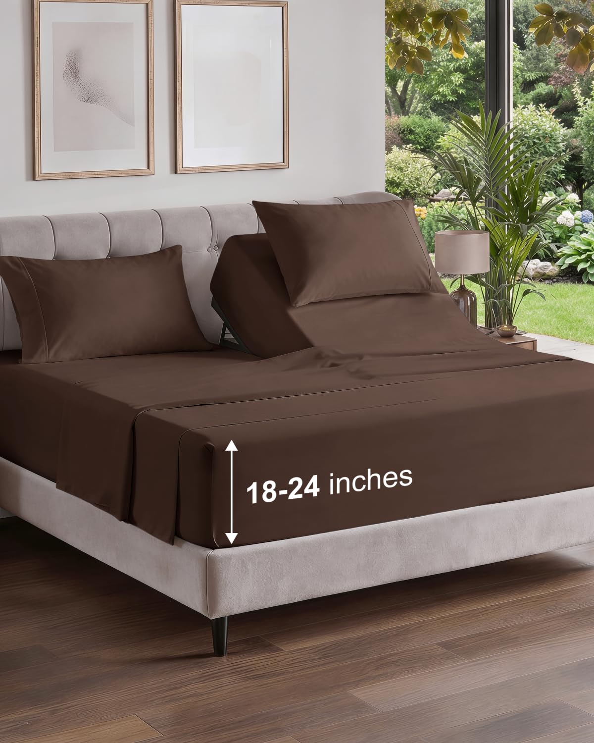 Extra Deep Queen Sheet Set - 4 Piece Breathable Cooling Sheets - Dark Grey
