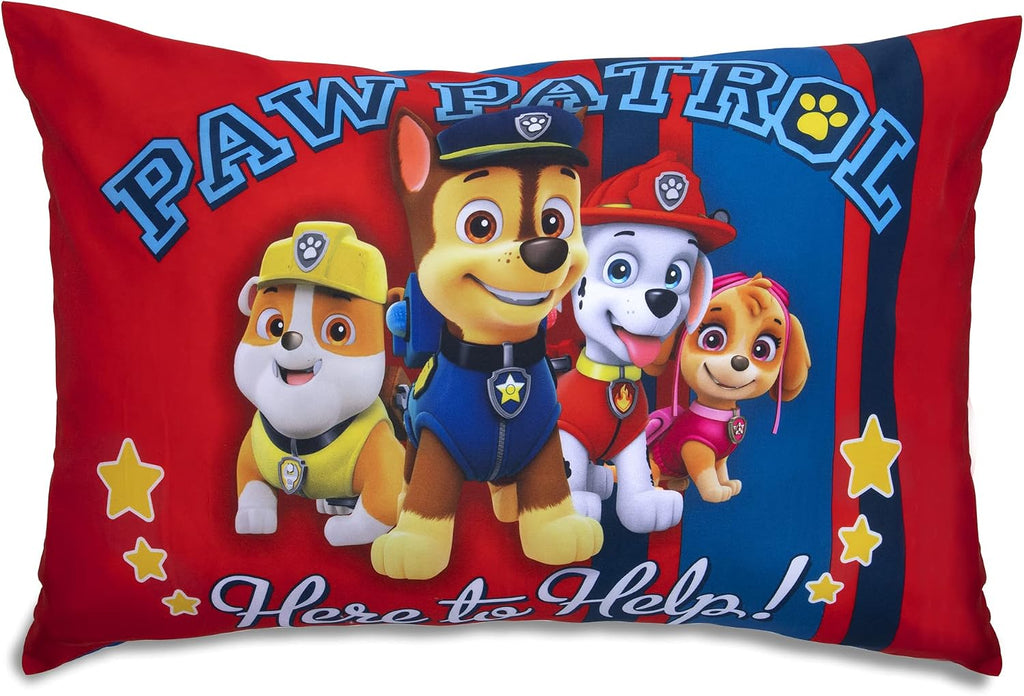 Paw Patrol Sheet Set - Fits Toddler Bed or Crib Mattress - Fitted Sheet and Reversible Pillowcase, Red