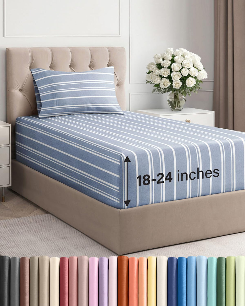 Extra Deep Queen Sheet Set - 4 Piece Breathable Cooling Sheets - Dark Grey