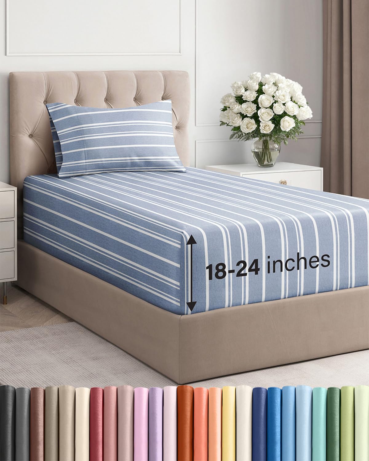 Extra Deep Queen Sheet Set - 4 Piece Breathable Cooling Sheets - Dark Grey