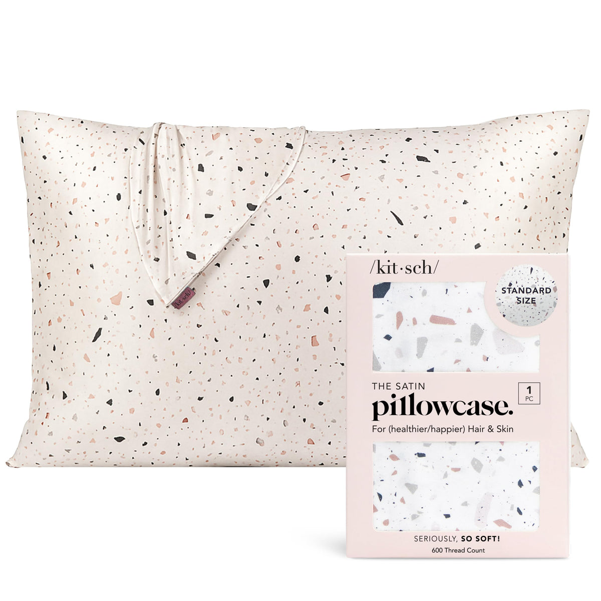Kitsch Satin Pillowcase with Zipper - 2 pcs Standard Size, Aura