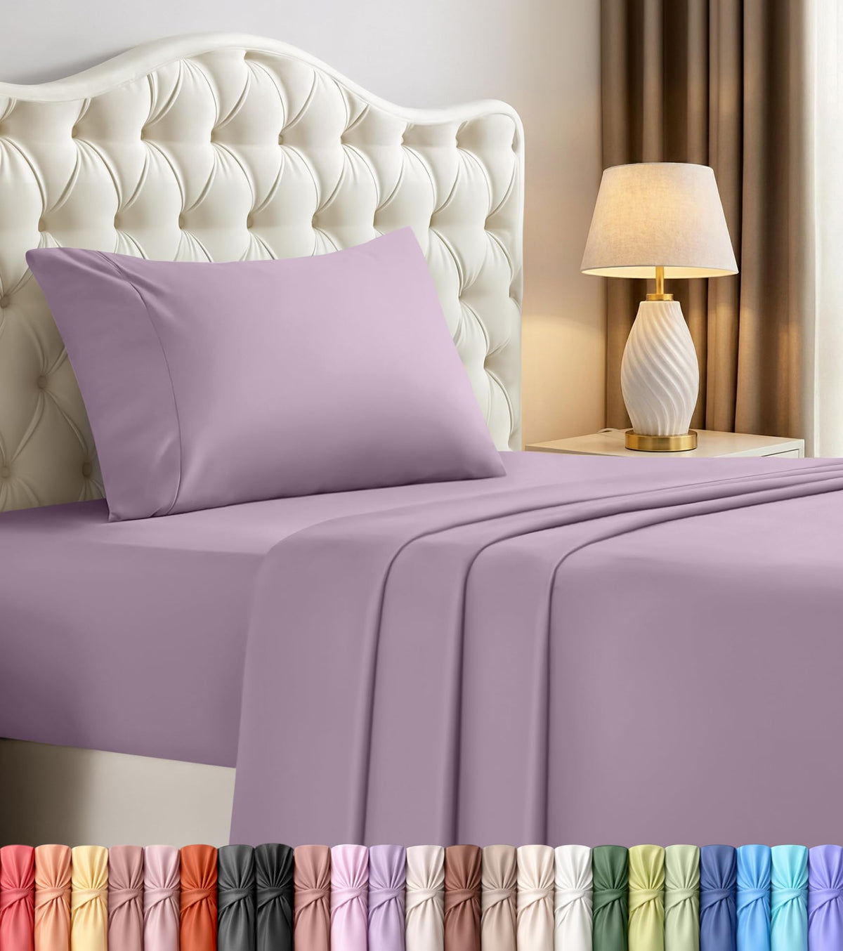 King Sheets Set, 4 Pieces 16" Deep Pocket Hotel Luxury Bed Sheets, Grey