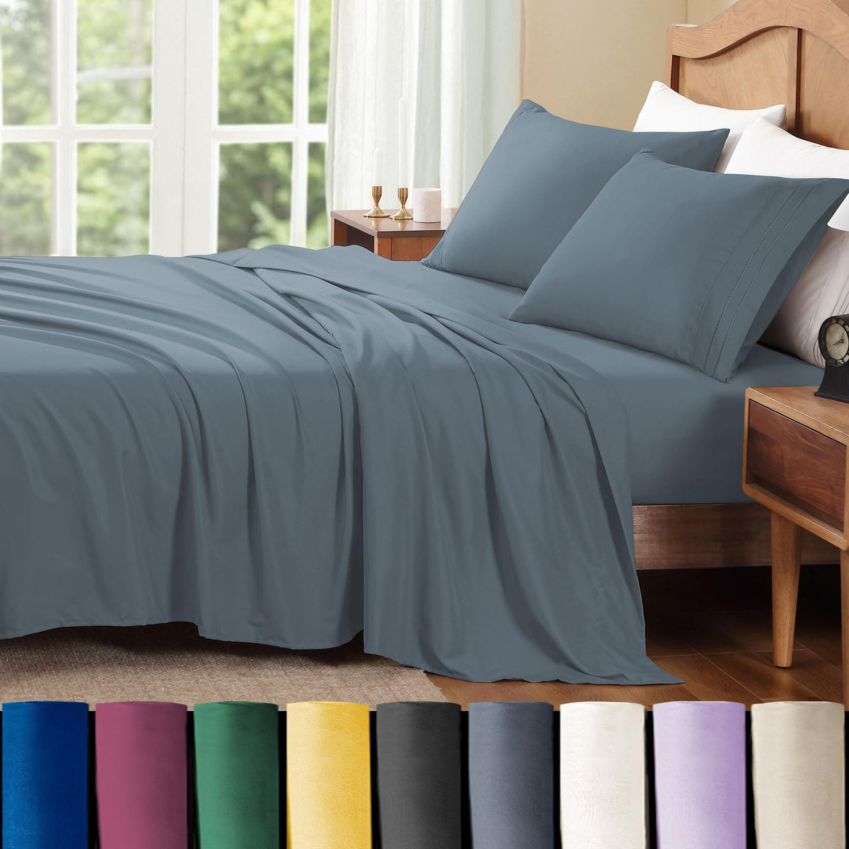 ClevaHome Queen Sheets Set, 4-Piece Fitted Queen Sheets, Lilac