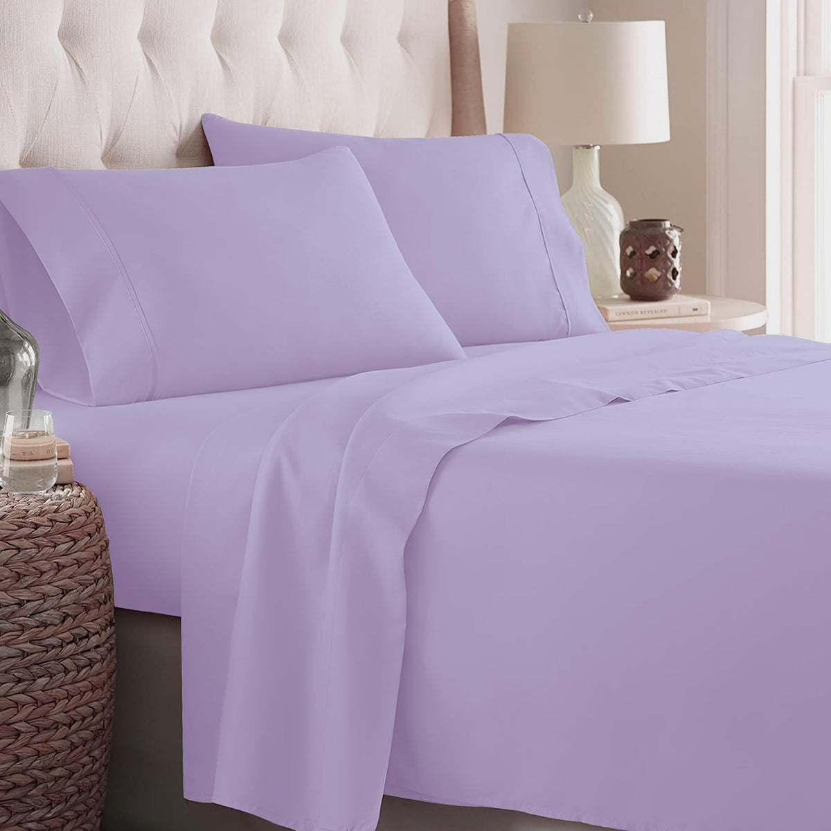 Danjor Linens Bed Sheet Set Queen Size for Hot Sleepers, Hotel Premium Sheets with 4 Pillowcases, Lightweight Brushed Microfiber Deep Pockets, Breathable Cooling 6 Piece Bedding Sets, White