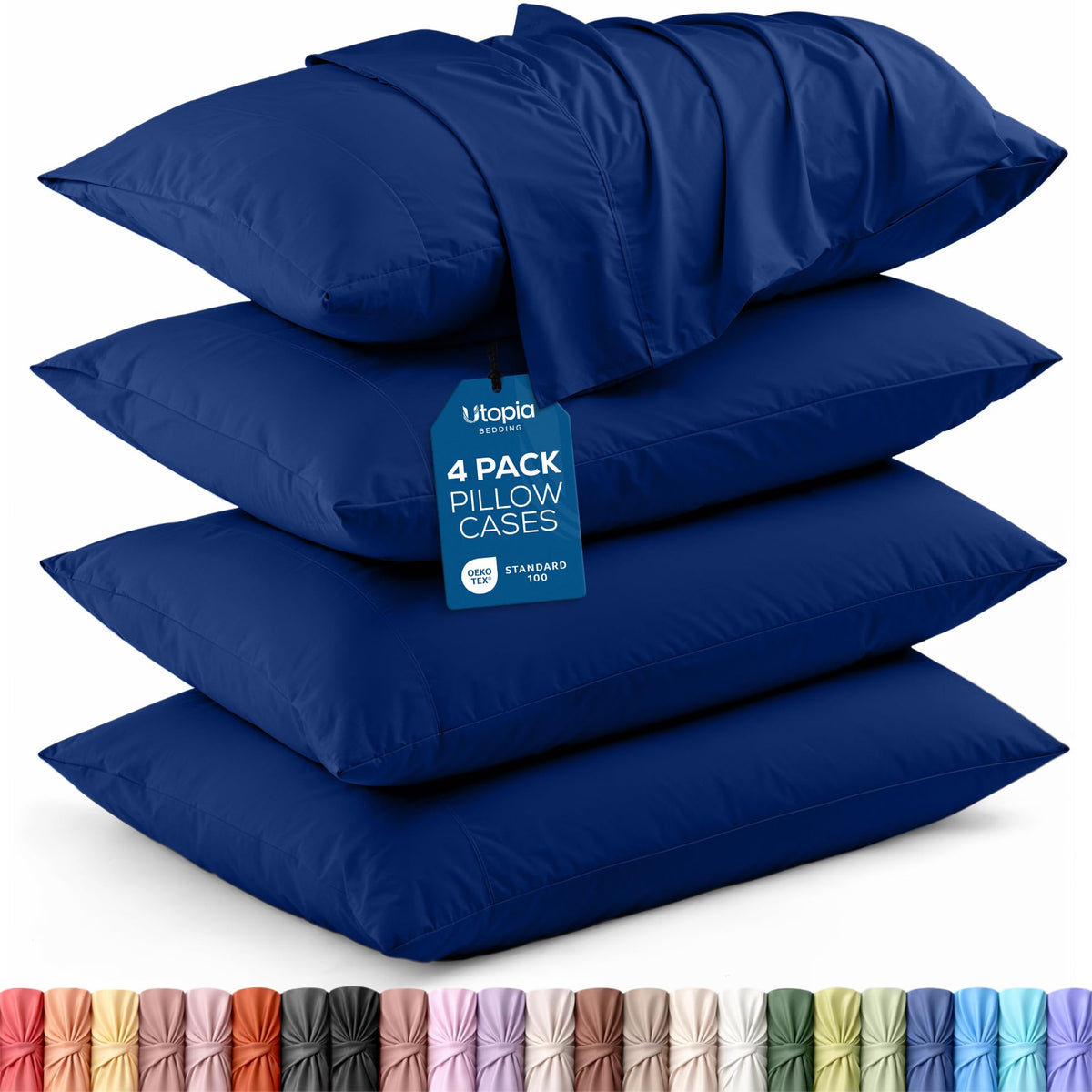 Pillow Covers Queen Size Set of 4, Soft and Comfy Pillow Cases, White