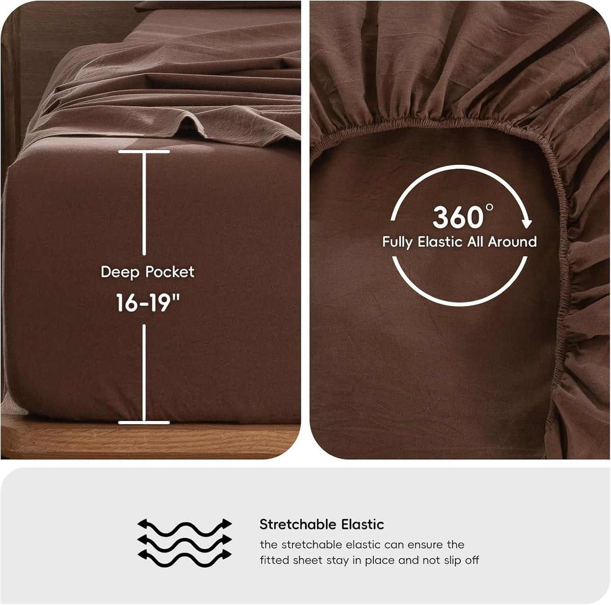 MooMee Sheet Set 100% Washed Cotton Lived-in Extra Deep Pocket King