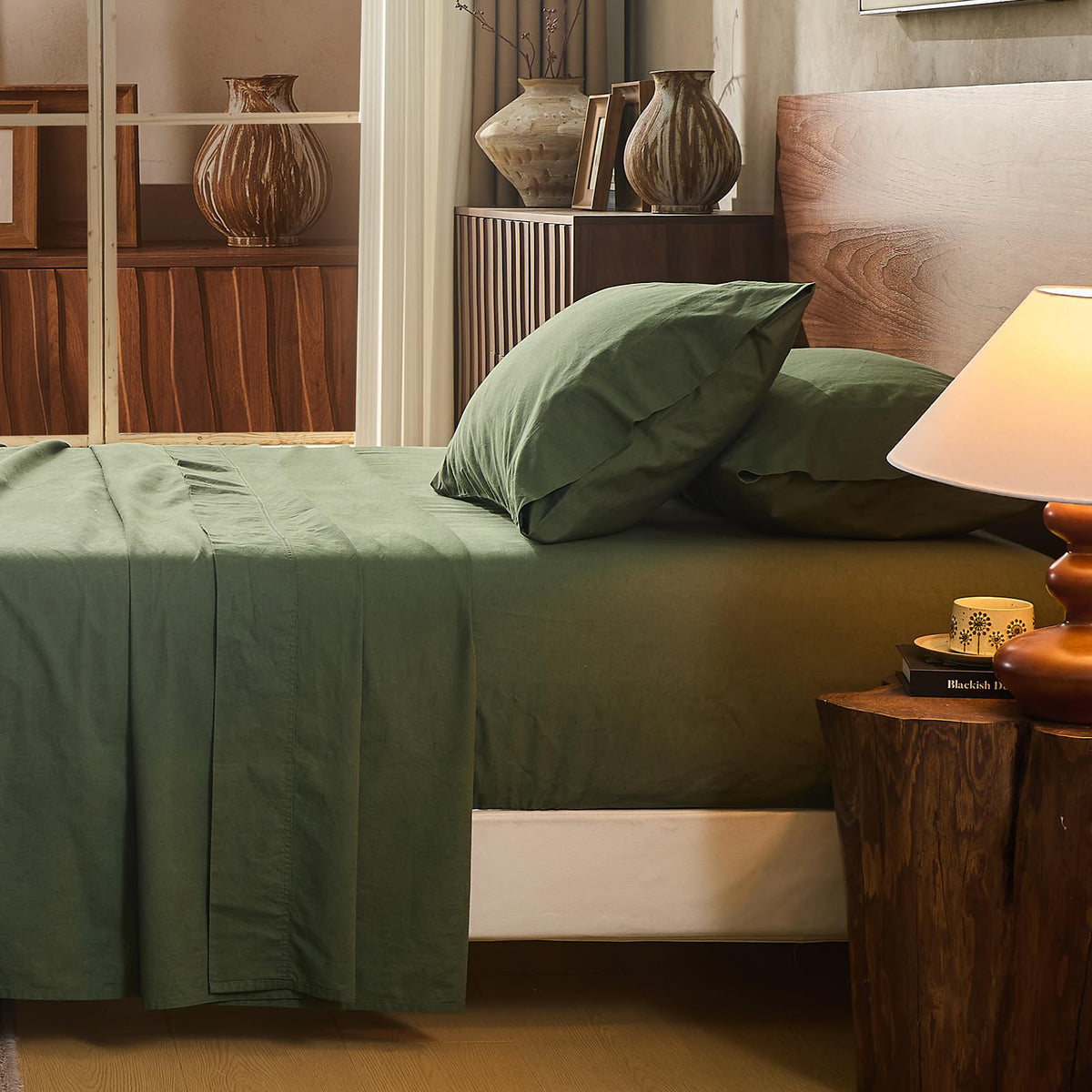 100% Linen Sheets Queen Size,Breathable & Durable 4-Piece Bed Flax Sheet Set,Soft All-Season Bedding for Hot Sleepers 16" Deep Pocket Oeko-TEX Certified,（Queen, Linen）
