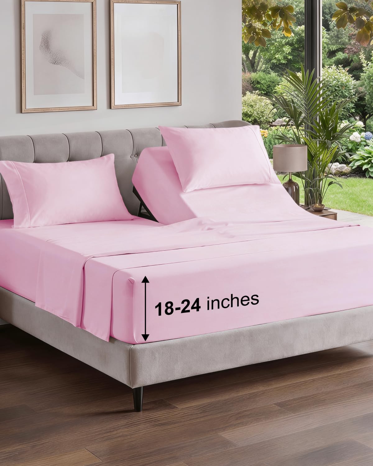 Extra Deep Queen Sheet Set - 4 Piece Breathable Cooling Sheets - Dark Grey