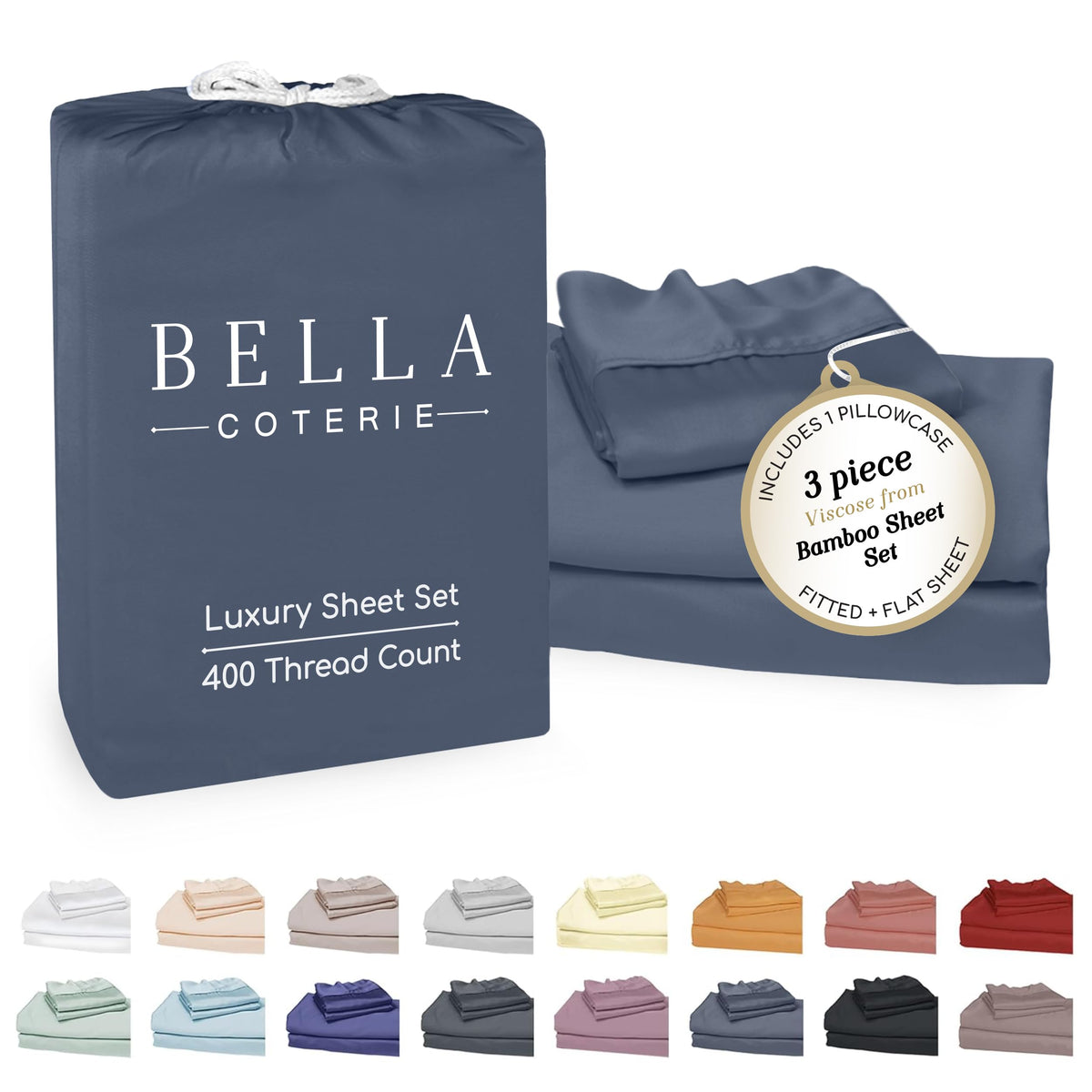 Bella Coterie Luxury Bamboo Viscose Queen Size Sheet Set