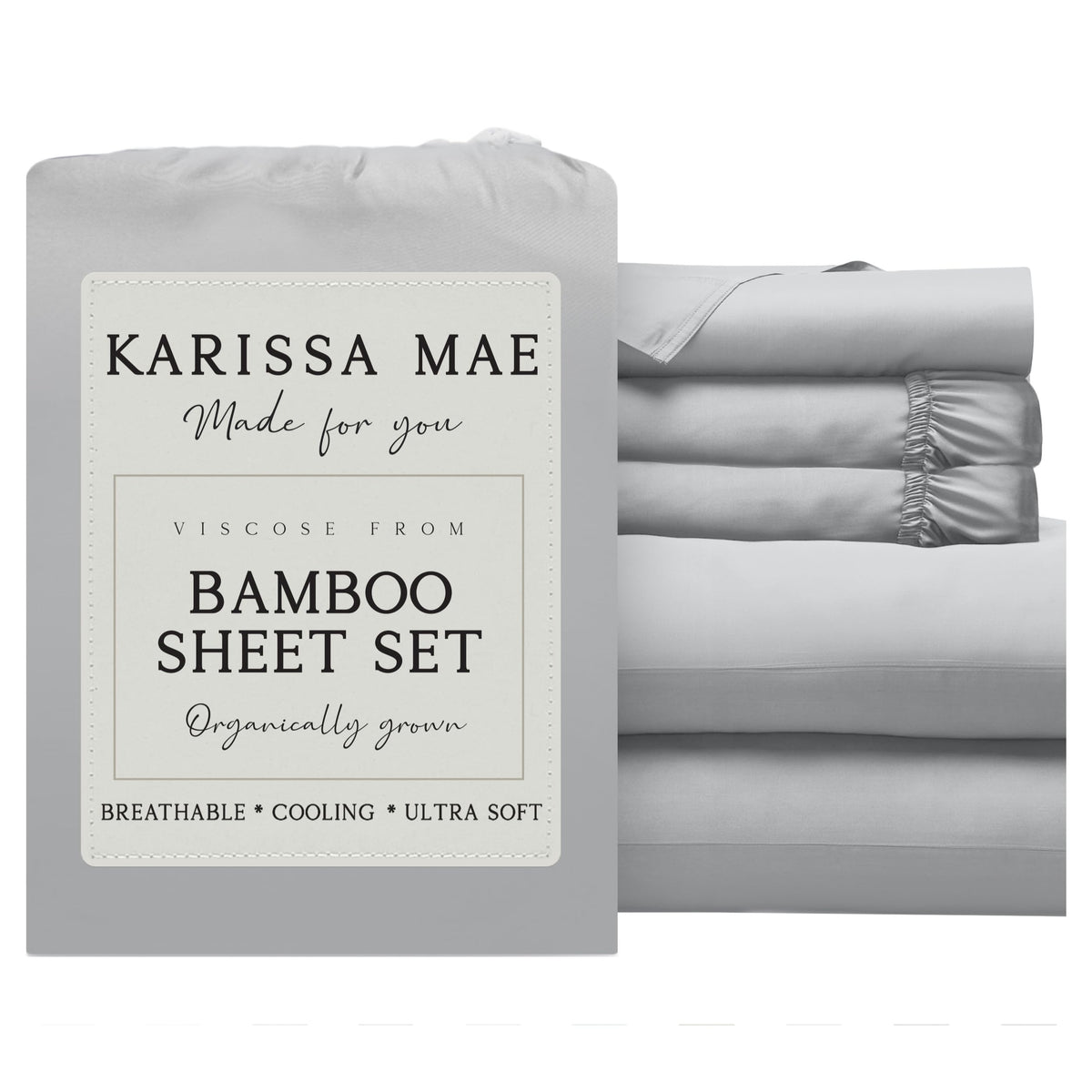 KARISSA MAE 7 Piece Luxury Bamboo Viscose Split King Sheets, FSC Certified