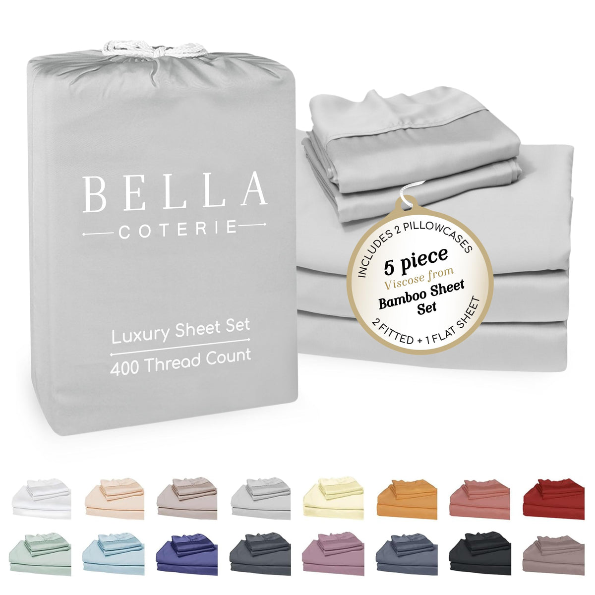 Bella Coterie Luxury Bamboo Viscose Queen Size Sheet Set