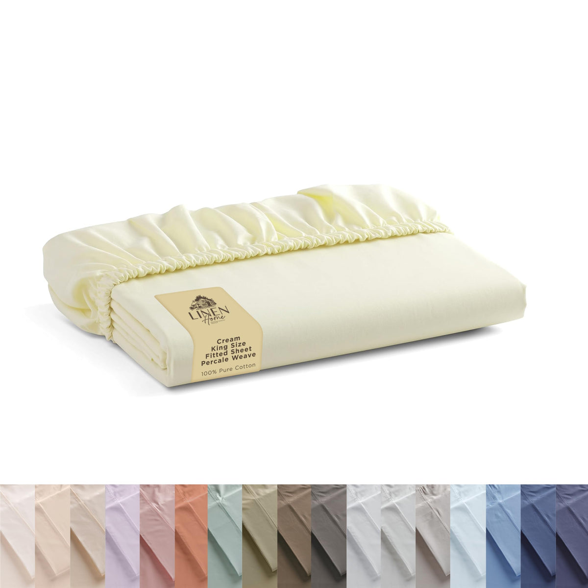 Linen Home Queen Size Fitted Sheet only 100% Cotton Percale, White