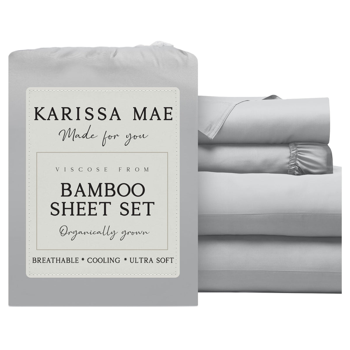 KARISSA MAE 7 Piece Luxury Bamboo Viscose Split King Sheets, FSC Certified