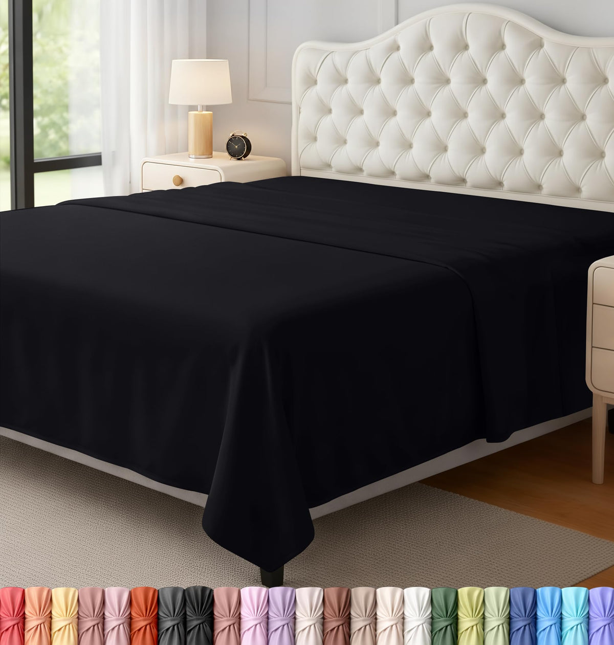 Twin Size Flat Sheet Only, Ultra Soft & Breathable Hotel Sheets, White