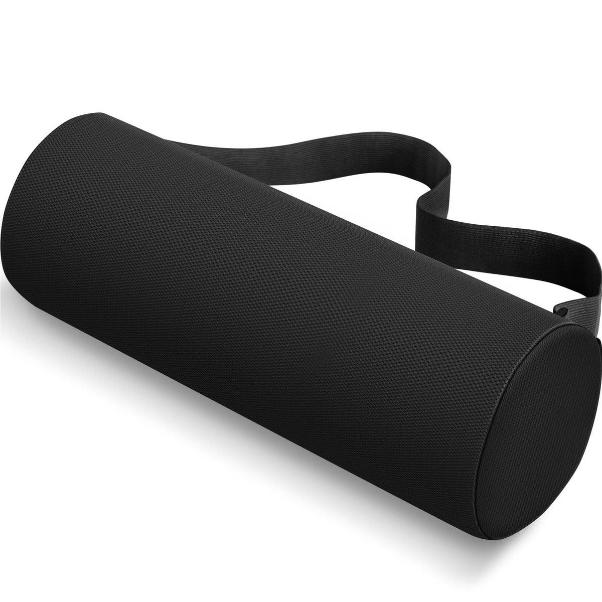 CushZone Lumbar Roll Support Pillow, Memory Foam Back Cushion, Black