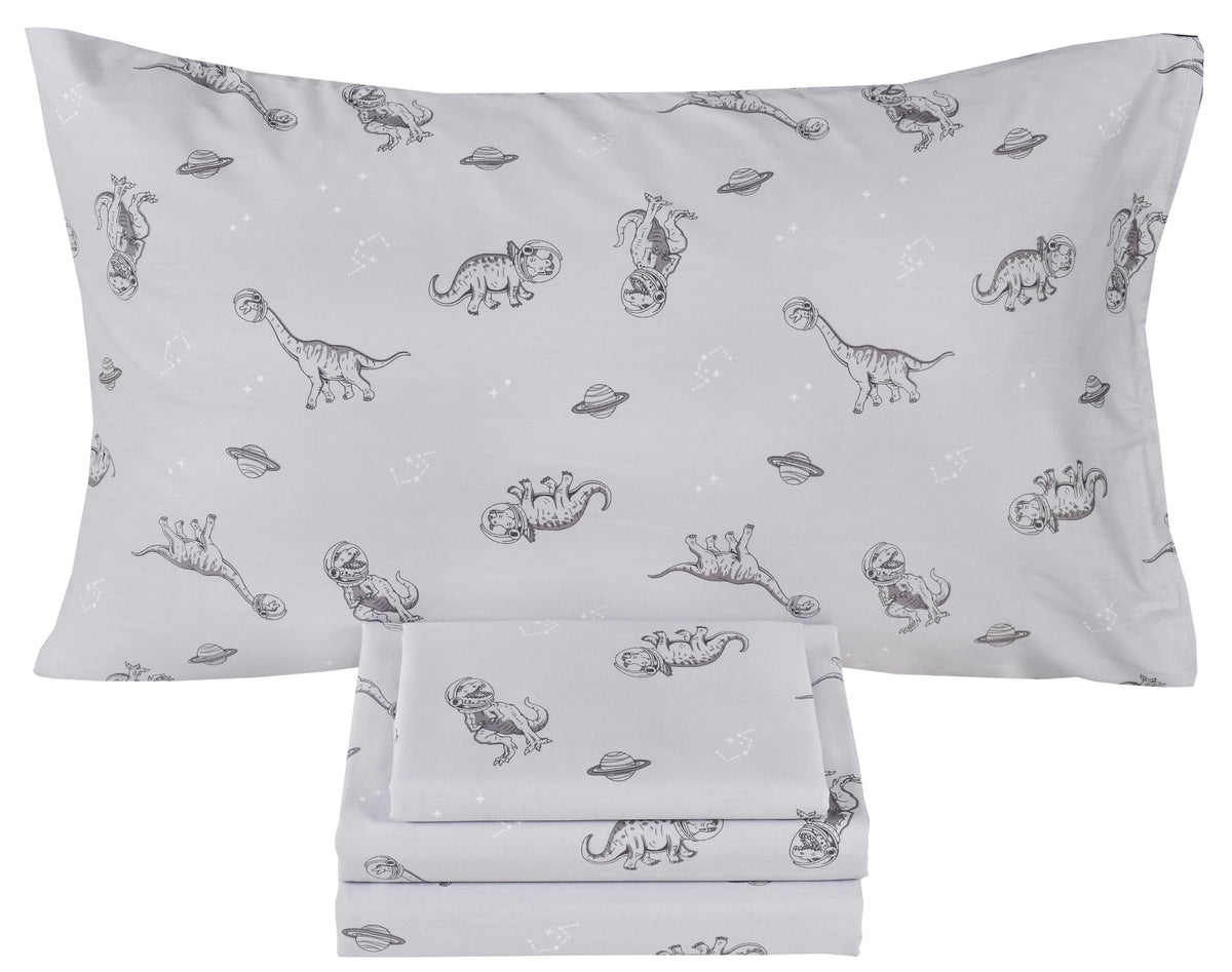 Scientific Sleep Moon & Stars Boys Girls 100% Cotton 3 Pcs Twin Bed Sheet Set Kids Toddler Teen, Flat Sheet & Fitted Sheet & Pillowcase Kids Bedding Set