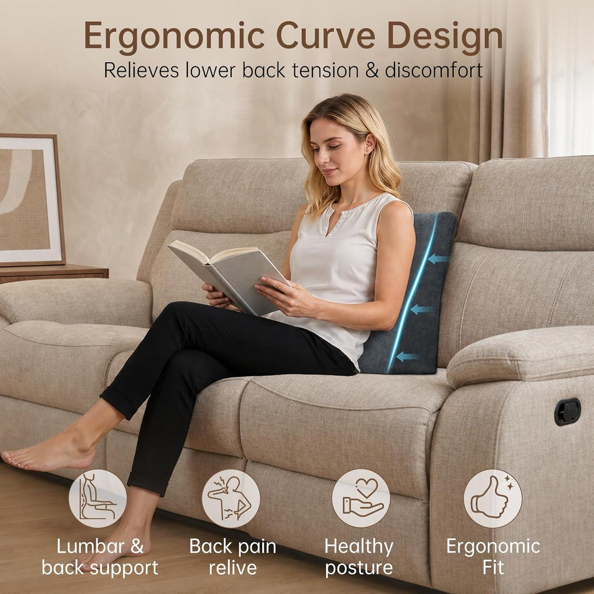 Vekkia Lumbar Support Pillow for Sofa(Gray)