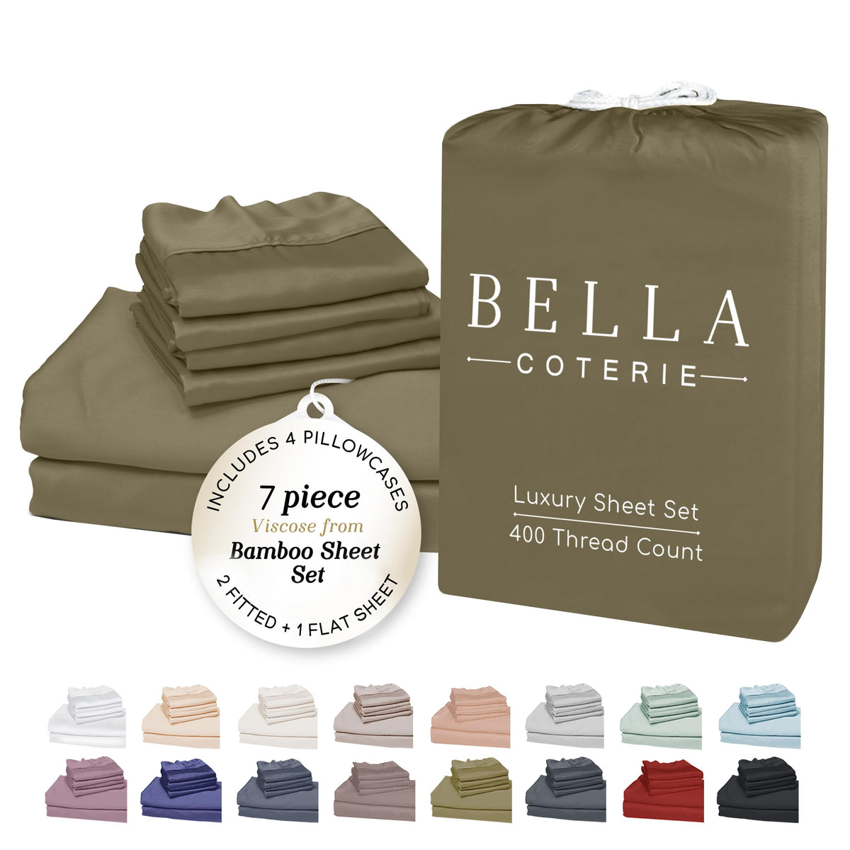 Bella Coterie Luxury Bamboo Viscose Queen Size Sheet Set