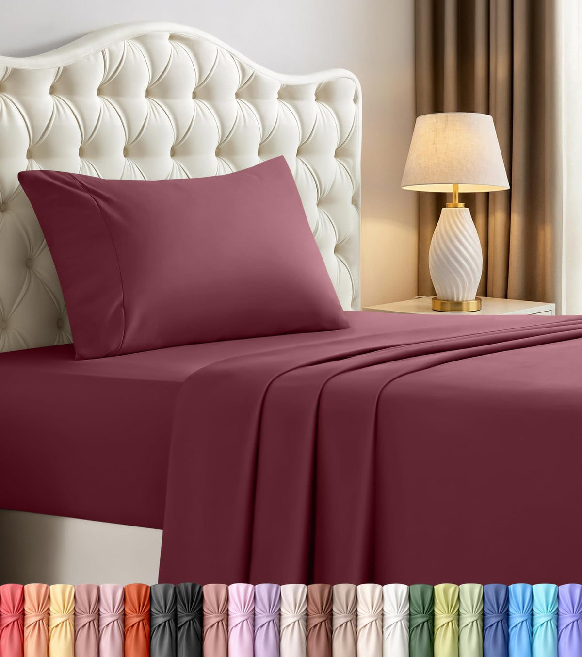 Queen Sheets Set, 4 Pieces 16" Deep Pocket Hotel Luxury Bed Sheets, Brown