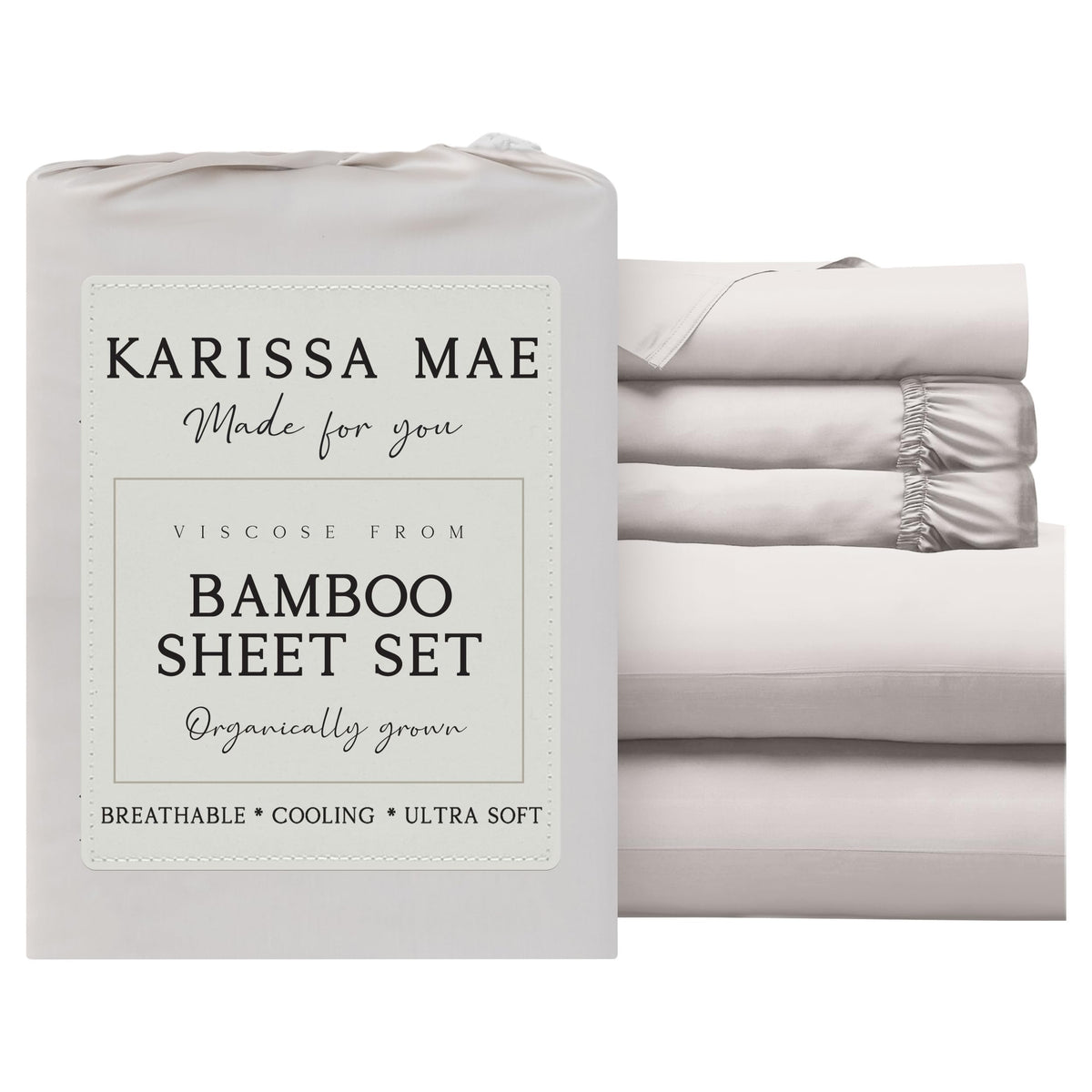 KARISSA MAE 7 Piece Luxury Bamboo Viscose Split King Sheets, FSC Certified
